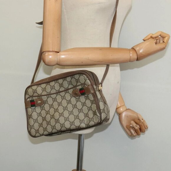 GUCCI GG Supreme Web Sherry Line Shoulder Bag PVC Beige - Picture 1 of 16